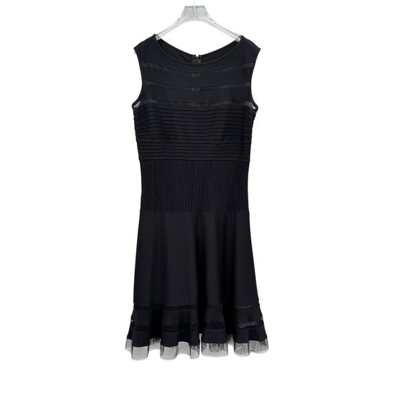 Tadashi Shoji Flip Hem Black Sheer Mesh Knit Mini Sleeveless Cocktail Dress - Picture 11 of 14
